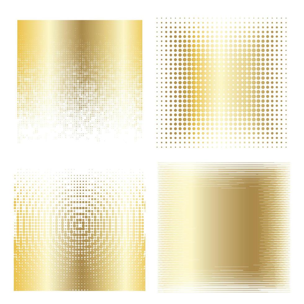 Vector collection of  golden halftone ink geometric monochrome squares