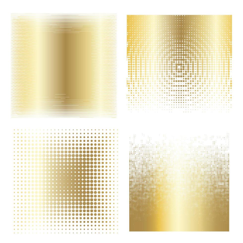Vector collection of  golden halftone ink geometric monochrome squares
