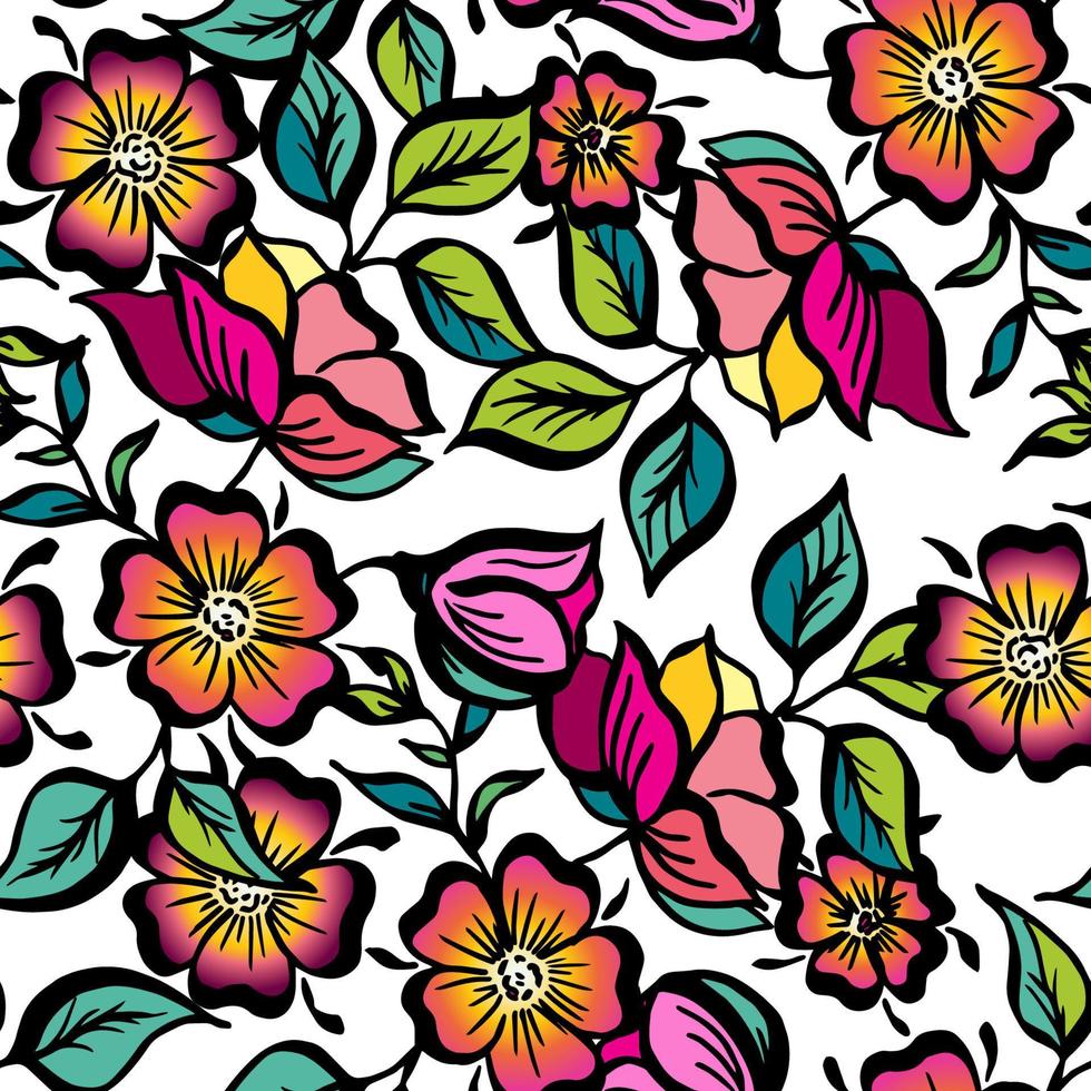 Doodle Flowers Seamless Pattern Bg for Media, Gift, Card, Print and More.  Vector Illustration Stock Vector - Illustration of vector, paper: 280855534