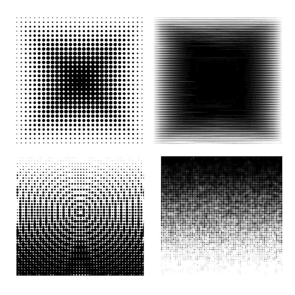 Vector collection of  golden halftone ink geometric monochrome squares