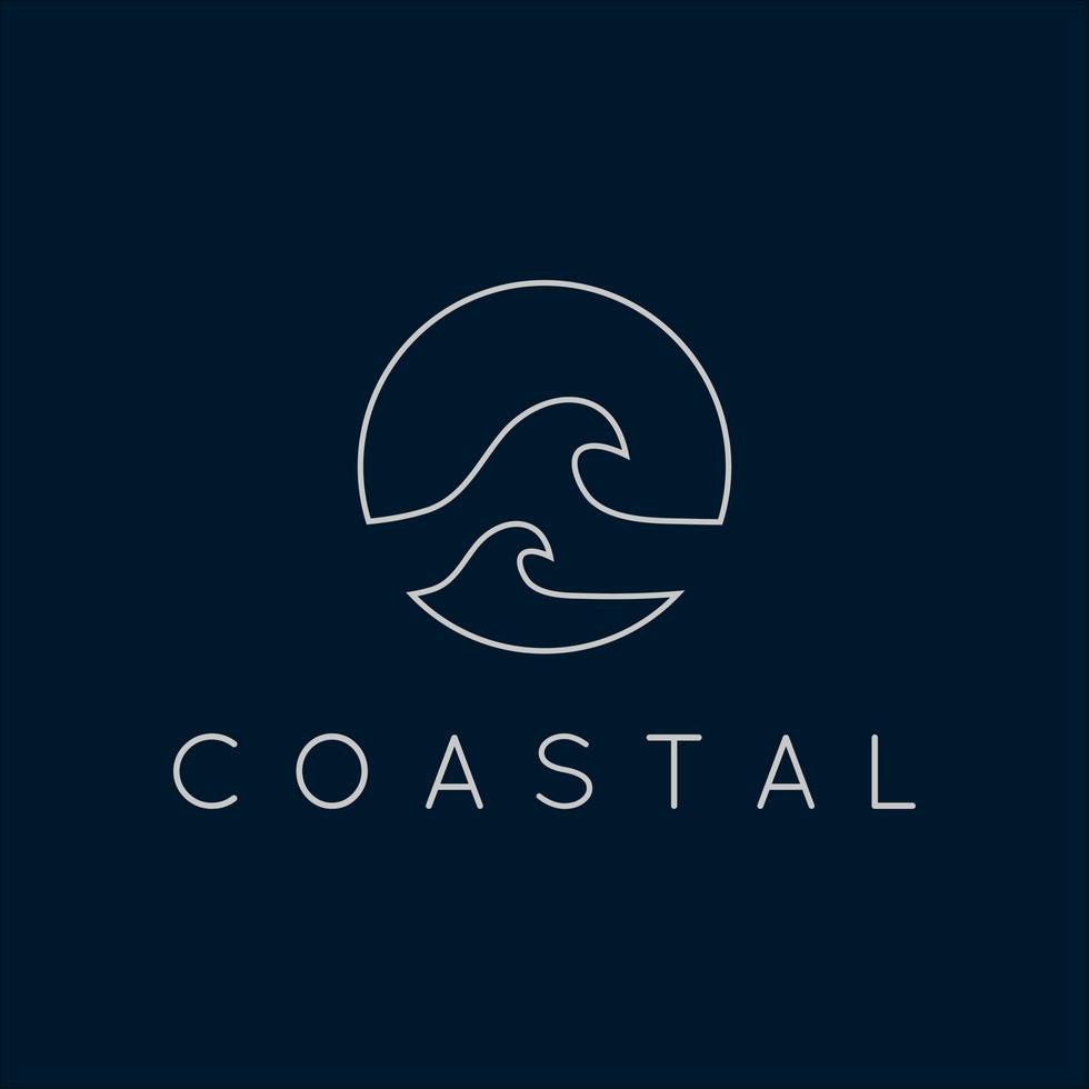 Minimalist line art coastal logo illustration design vector