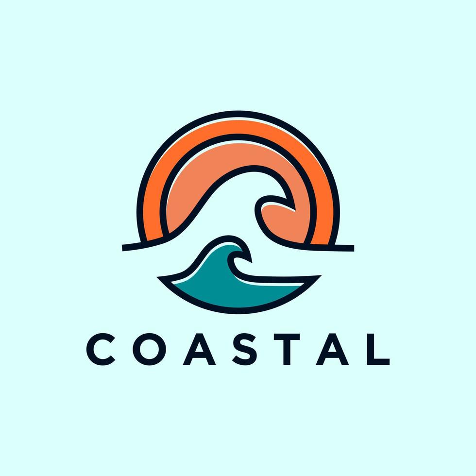 Modern coastal logo illustration design vector