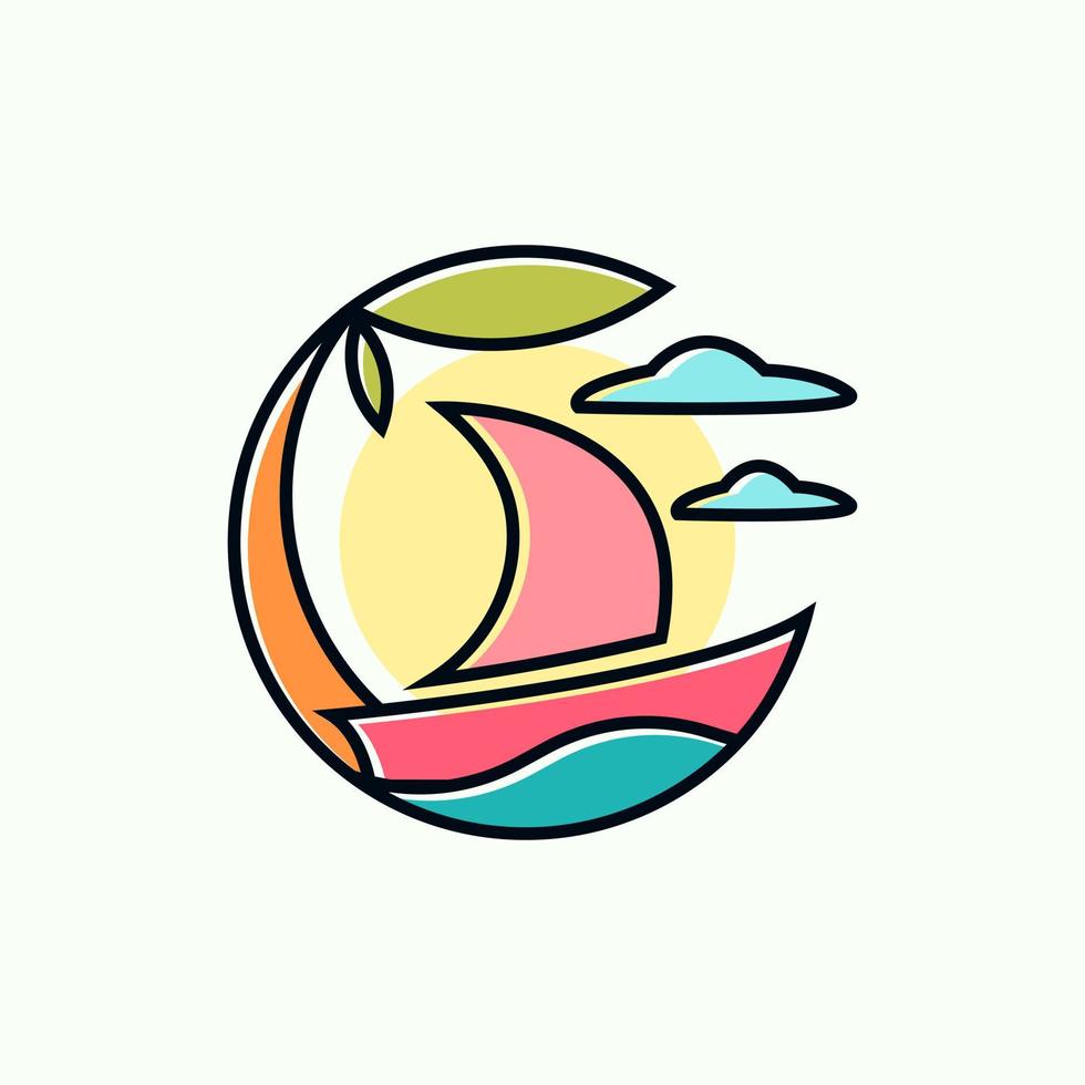 Modern tropical boating logo illustration design vector