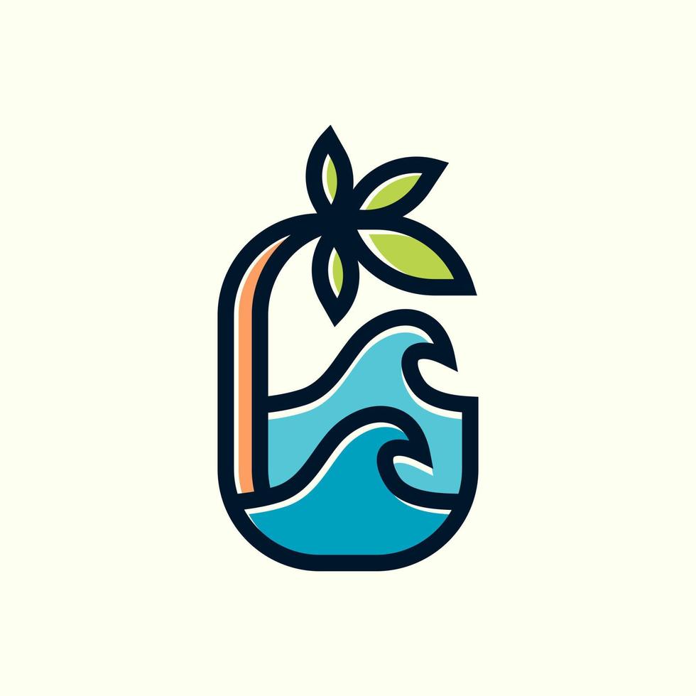 Modern tropical wave logo illustration design vector