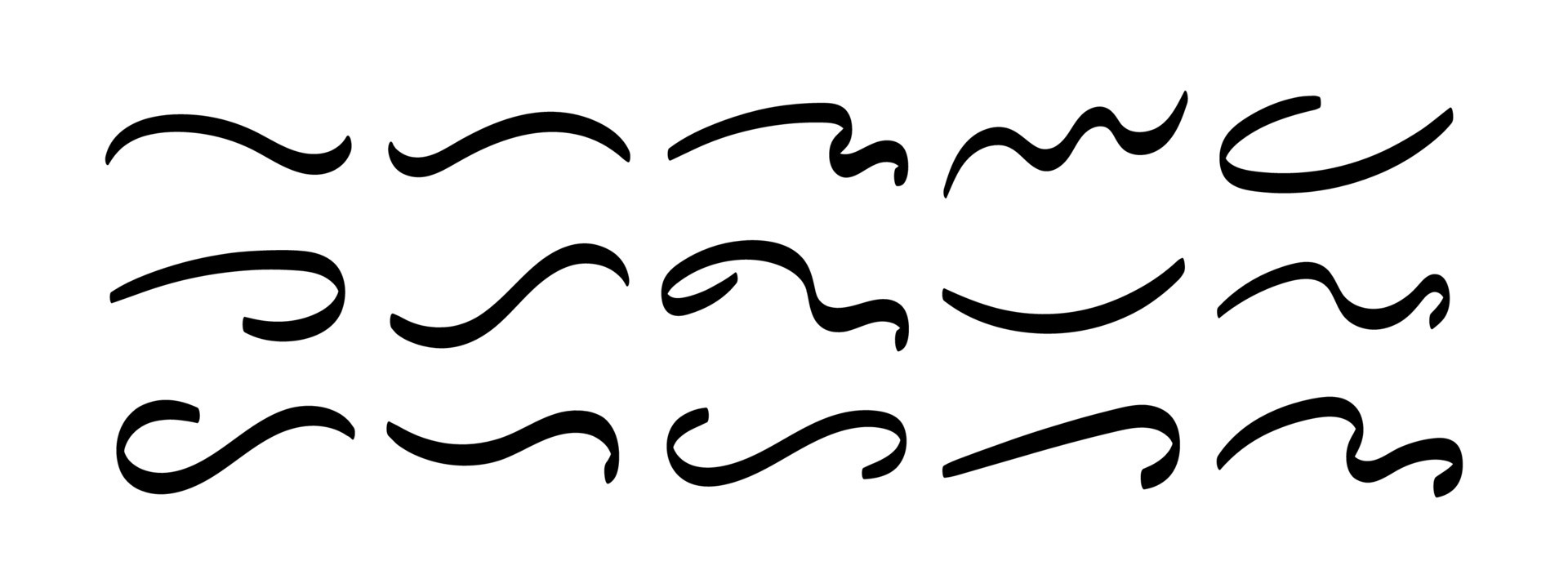Swoosh underline, swish, swoop line vector set. Vector calligraphic