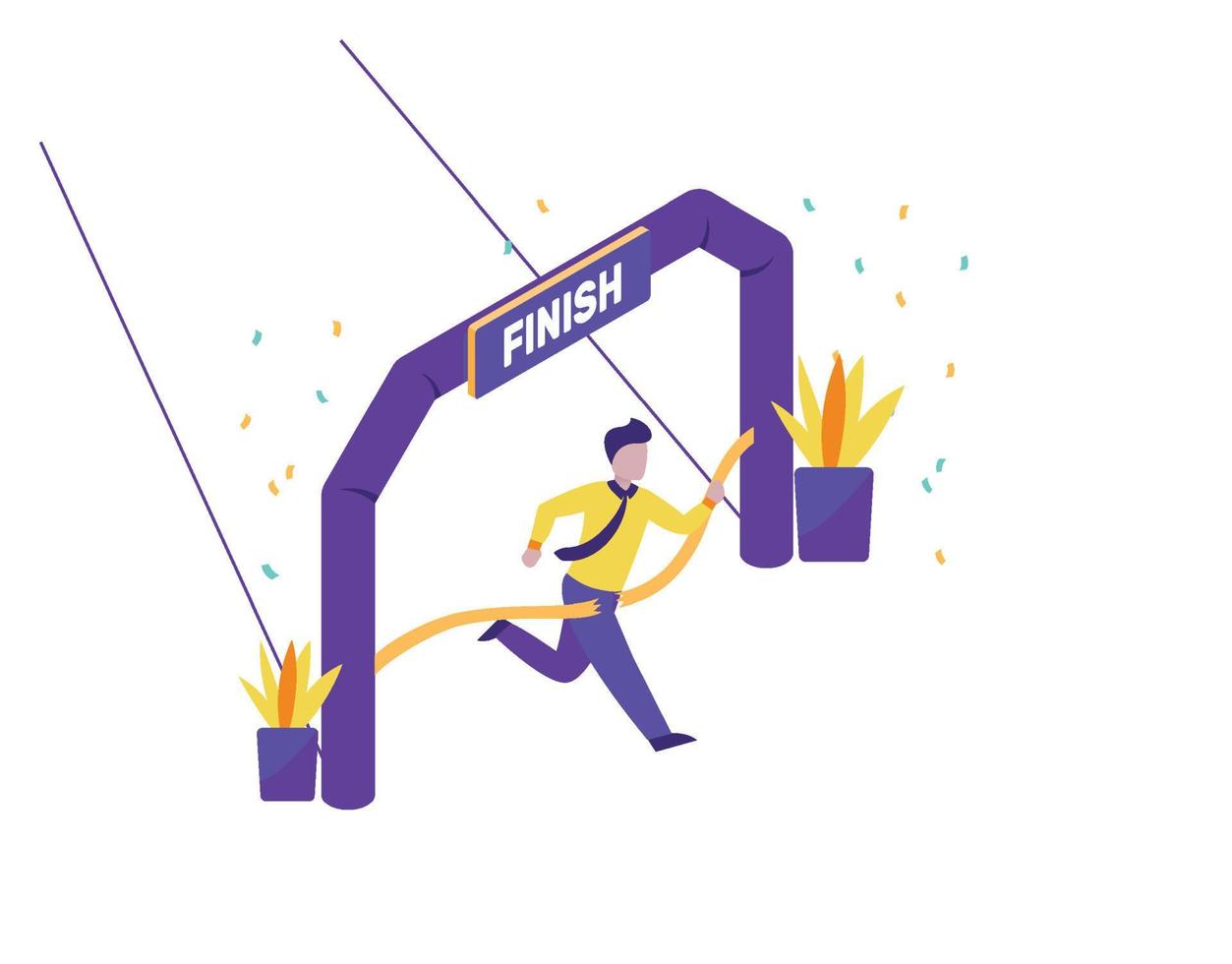 Runner reaches finish line vector