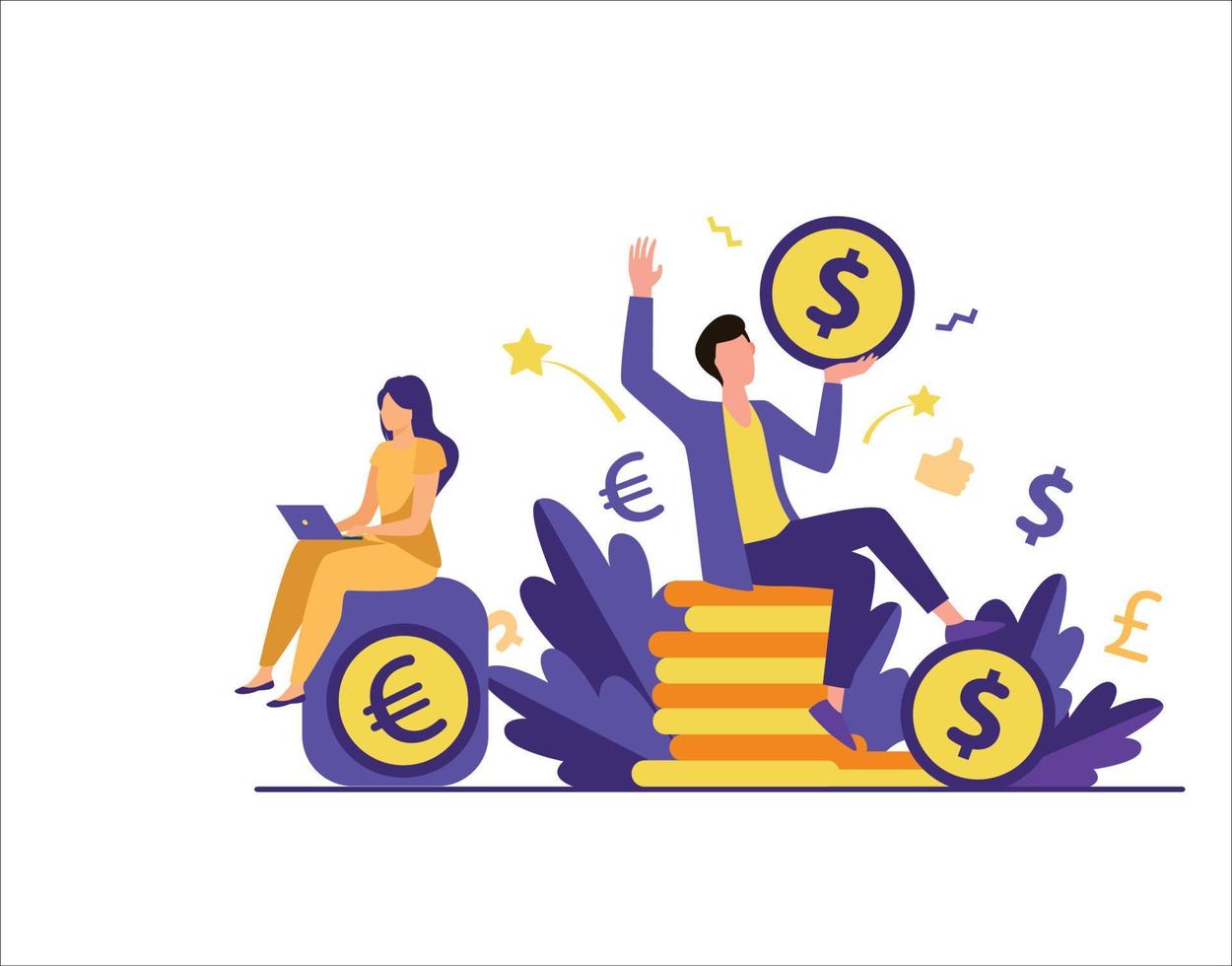 Revenue Growth Money in a Flat Design vector