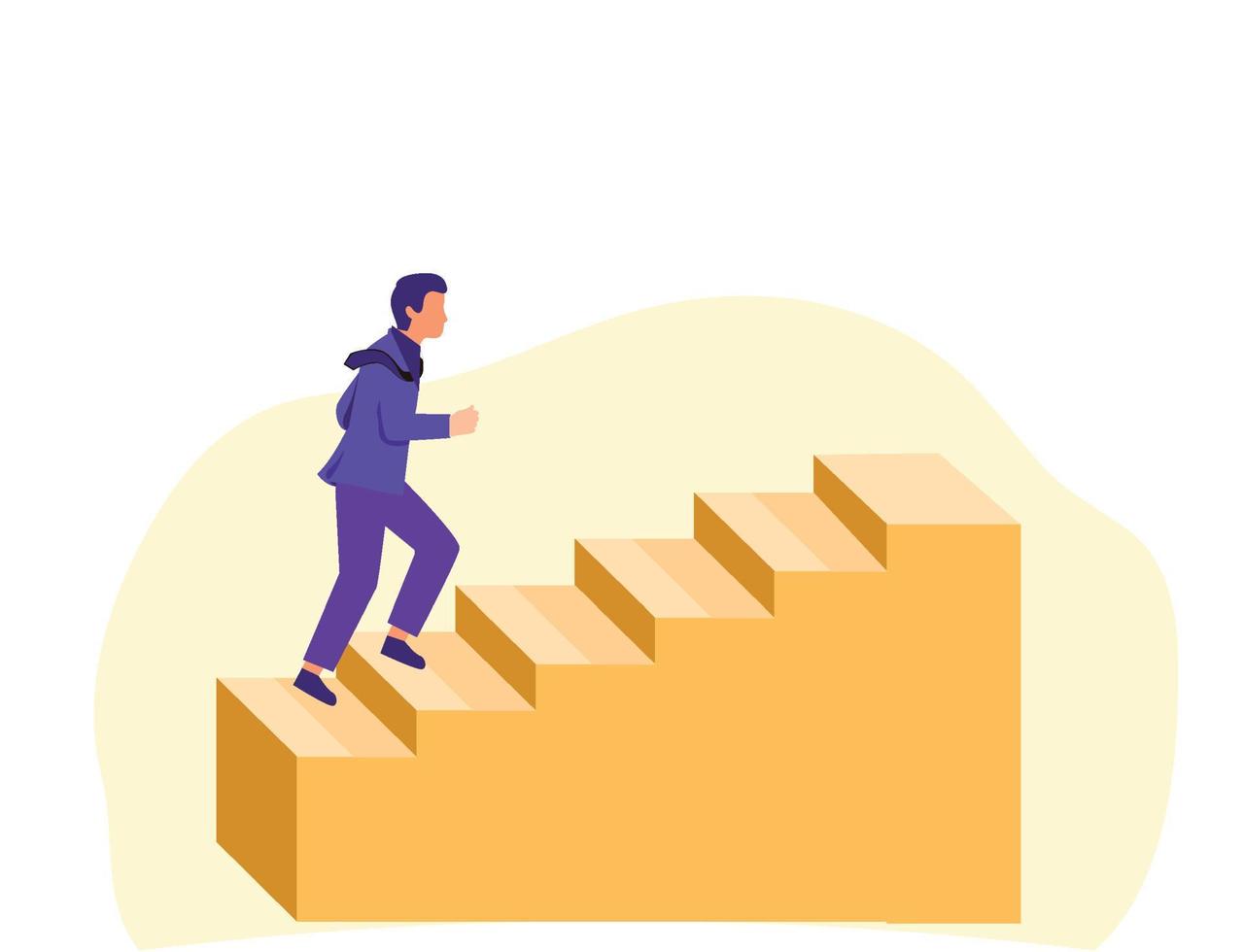 Businessman walking on stair flat design vector