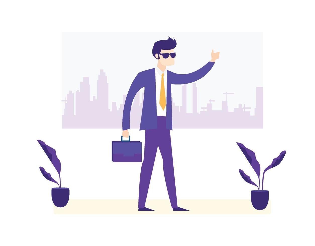 Flat design character businessman with briefcase Vector