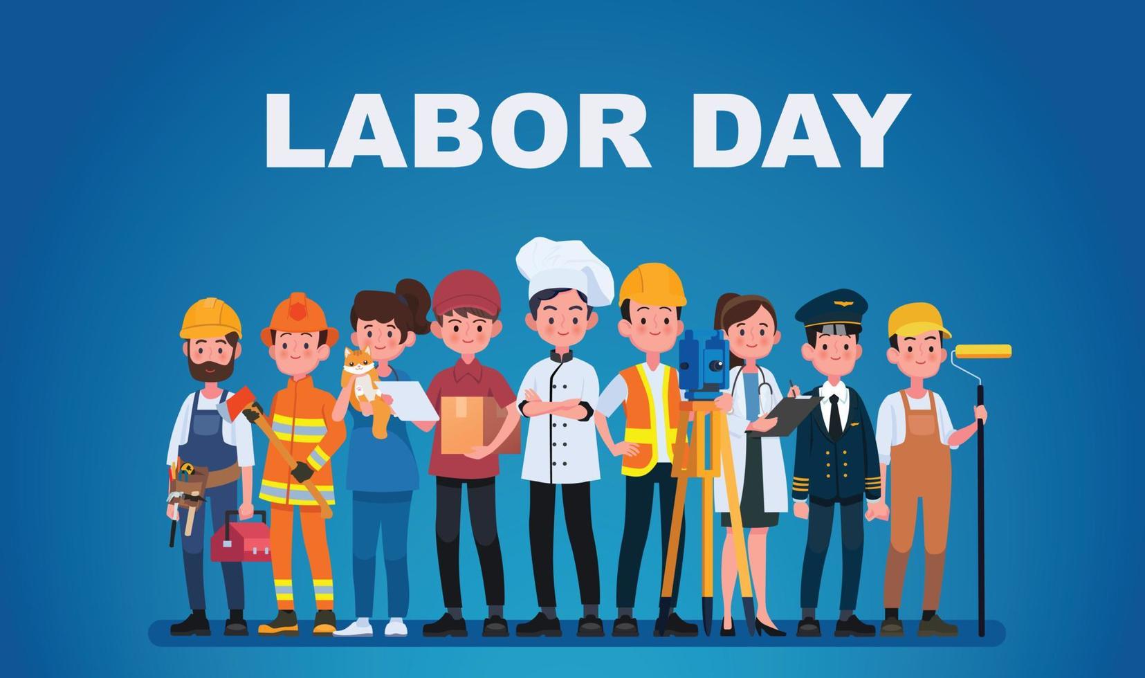 People Group Different Occupation Set, International Labor Day Flat Vector Illustration