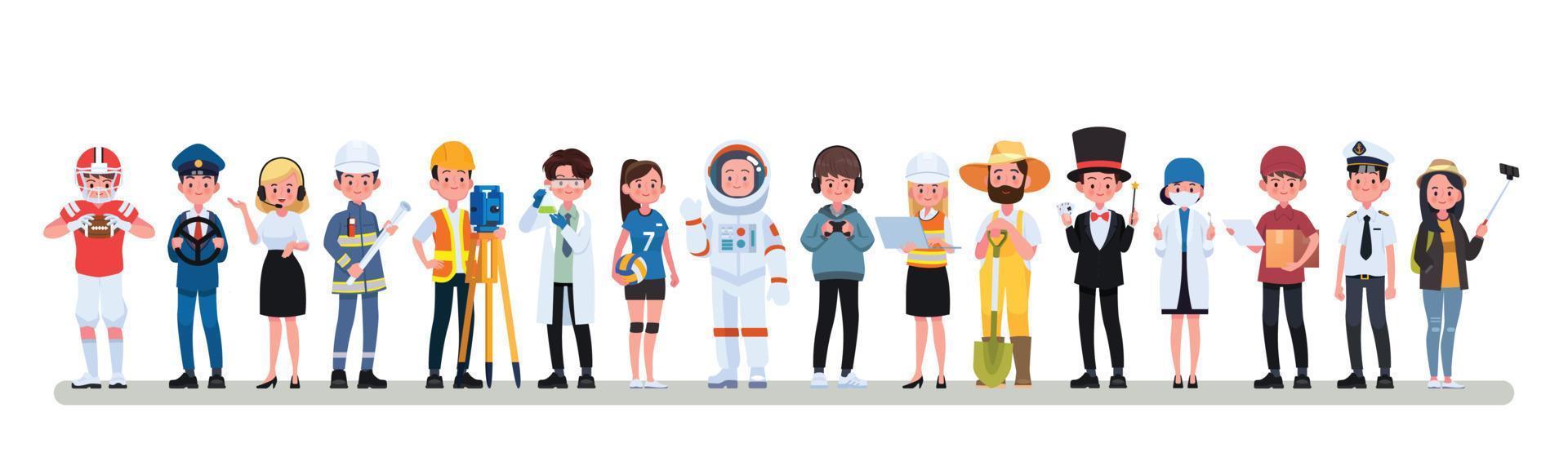 People Group Different Occupation Profession Set, International Labor Day Flat Vector Illustration