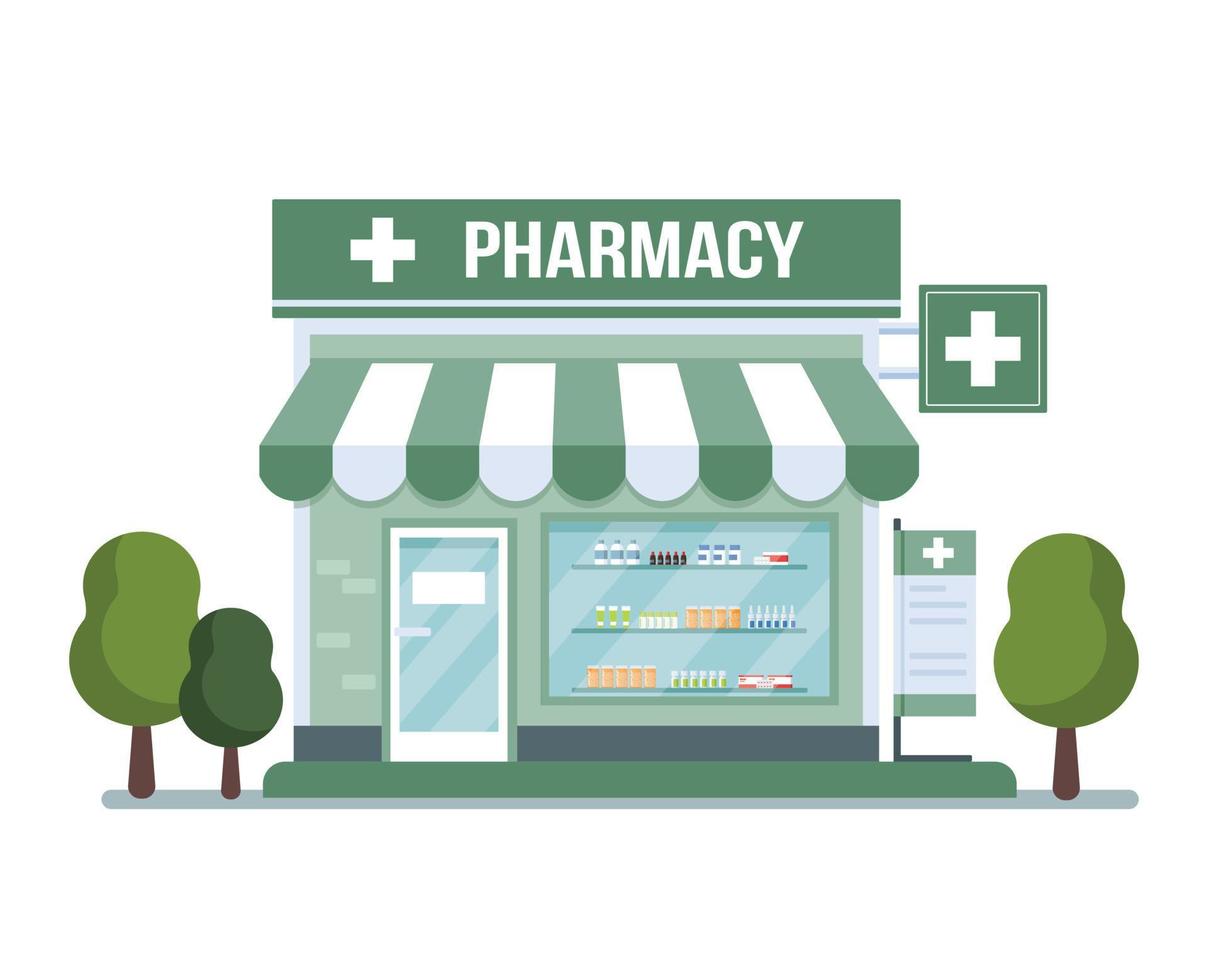 Pharmacy building isolated on white background vector