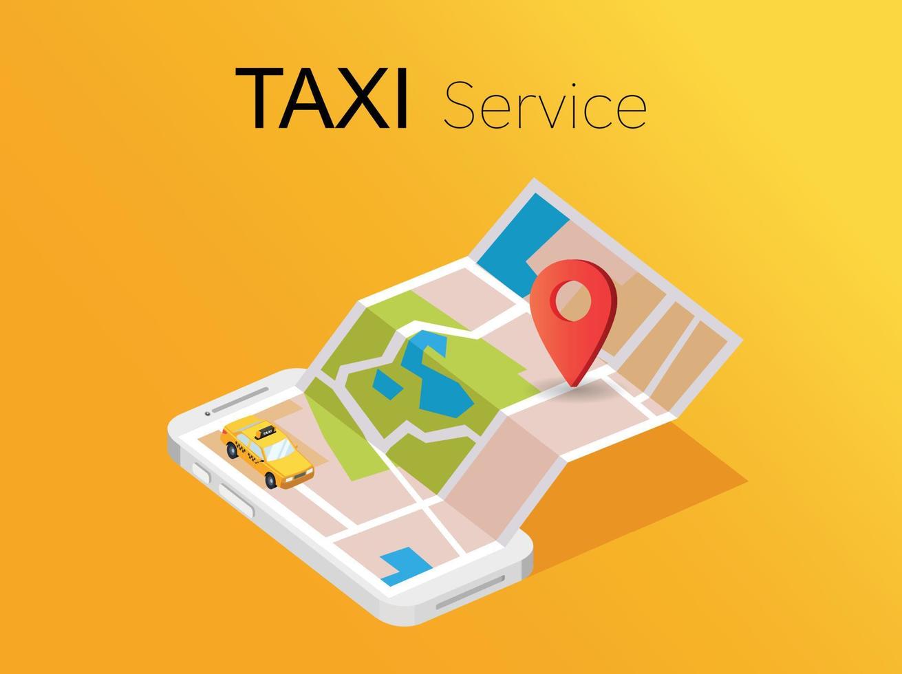 aplicación móvil en línea que solicita el servicio de taxi ilustración horizontal vector