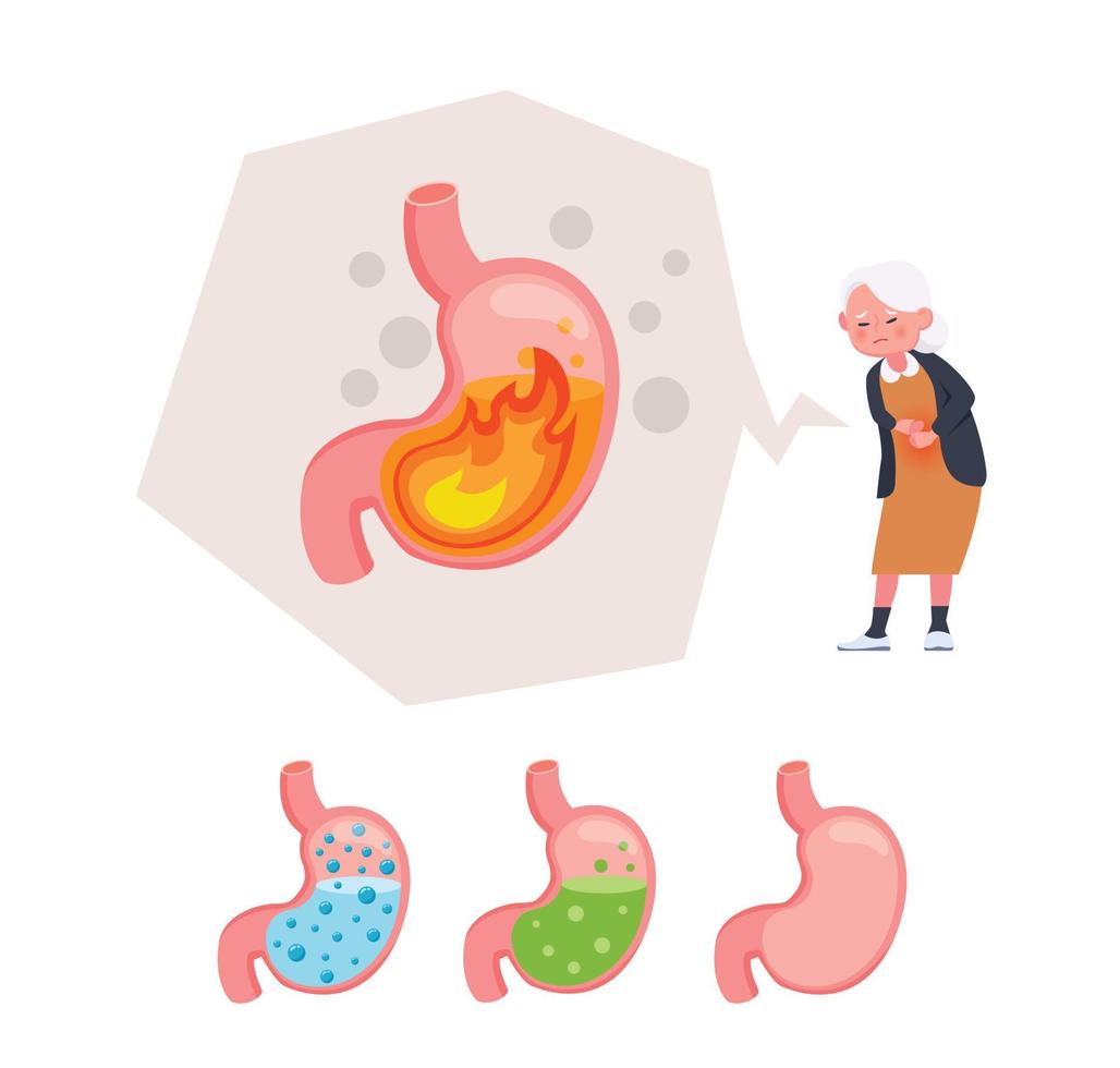 Sick character stomach ache vector