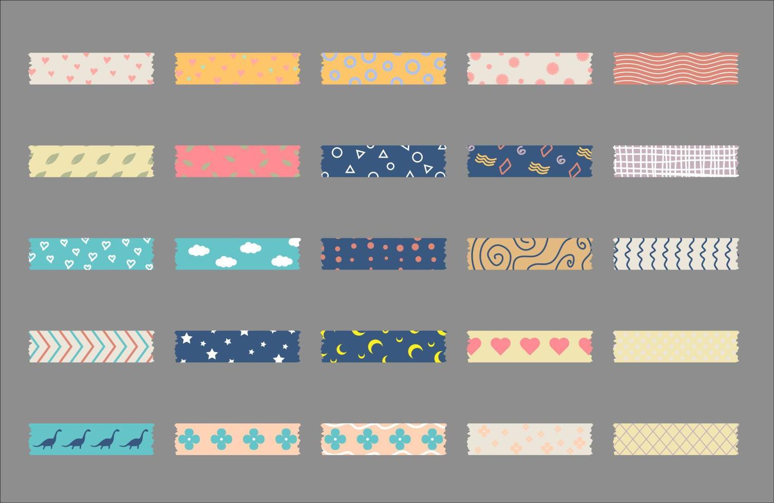 colección de washi tape con varios estampados vector