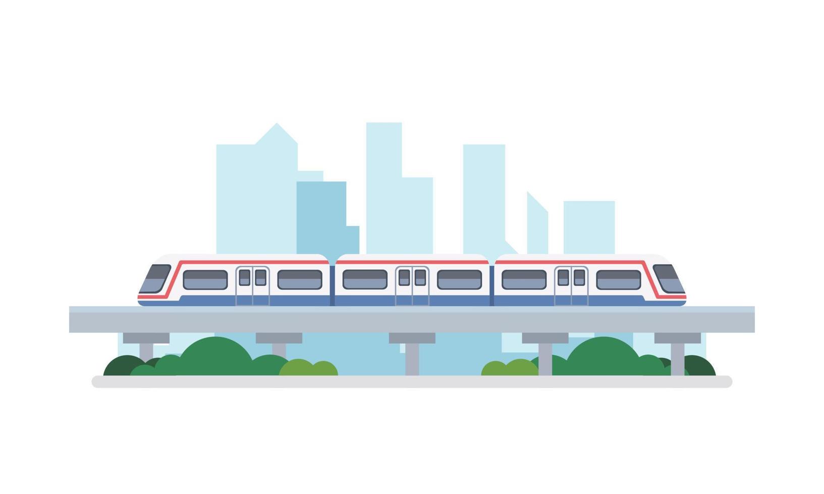 Subway over city skyscraper view cityscape background vector