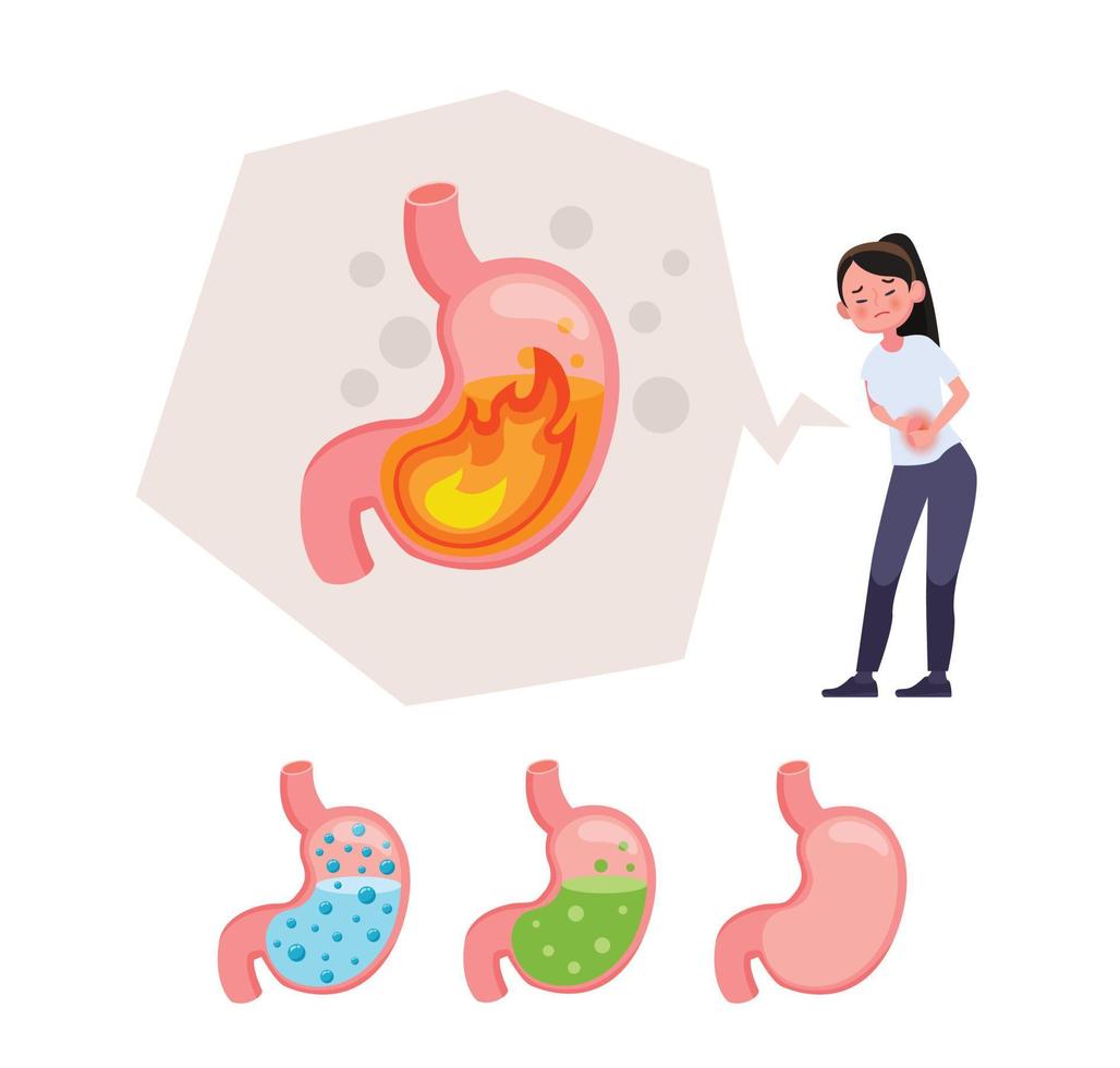 Sick character stomach ache vector