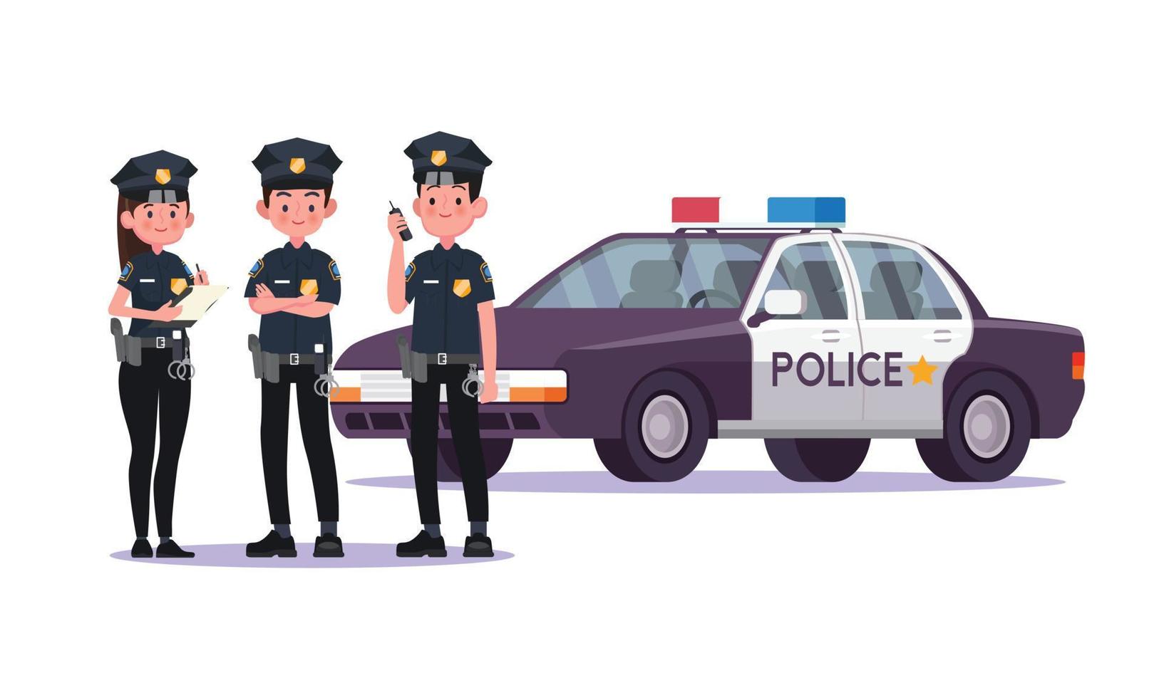 Police officers crowding with cars vector