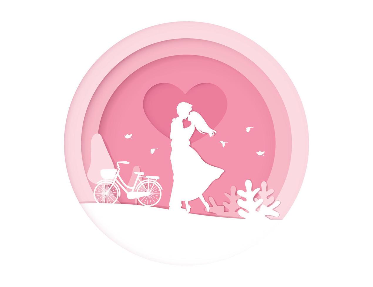 ilustración vectorial del día de san valentín hombre y mujer, estilo de corte de papel vector