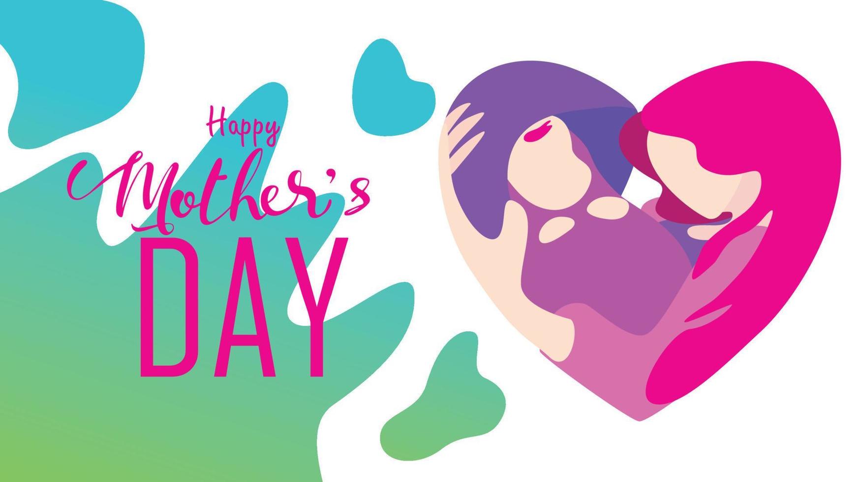 Happy mother's day beautiful Mum laughing, smiling and holding healthy baby with happy. Colorful vector illustration flat design style. Flat cartoon style. - vector