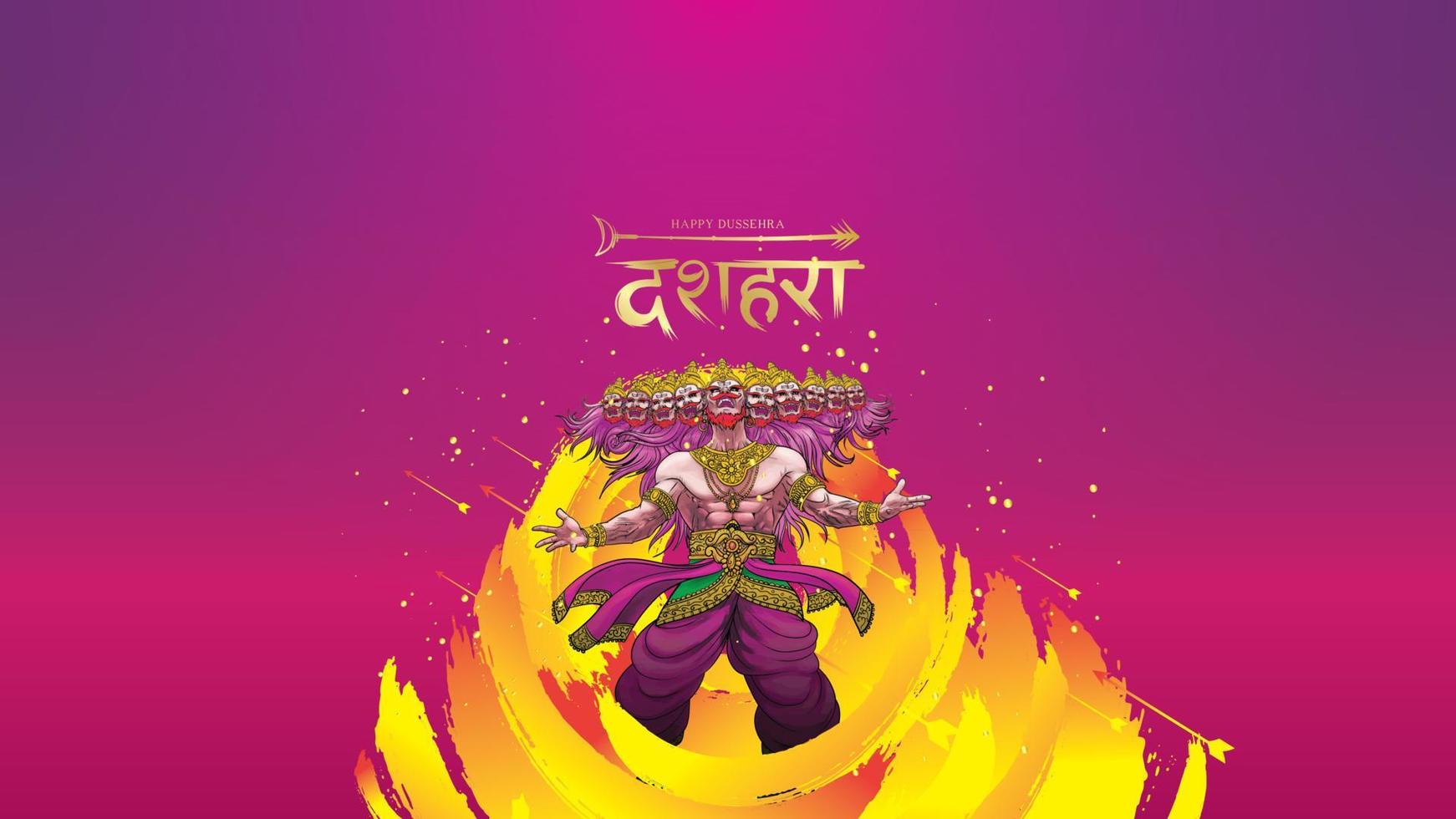 ilustración vectorial creativa de lord rama matando a ravana en el feliz festival de carteles dussehra navratri de la india. traducción dussehra vector