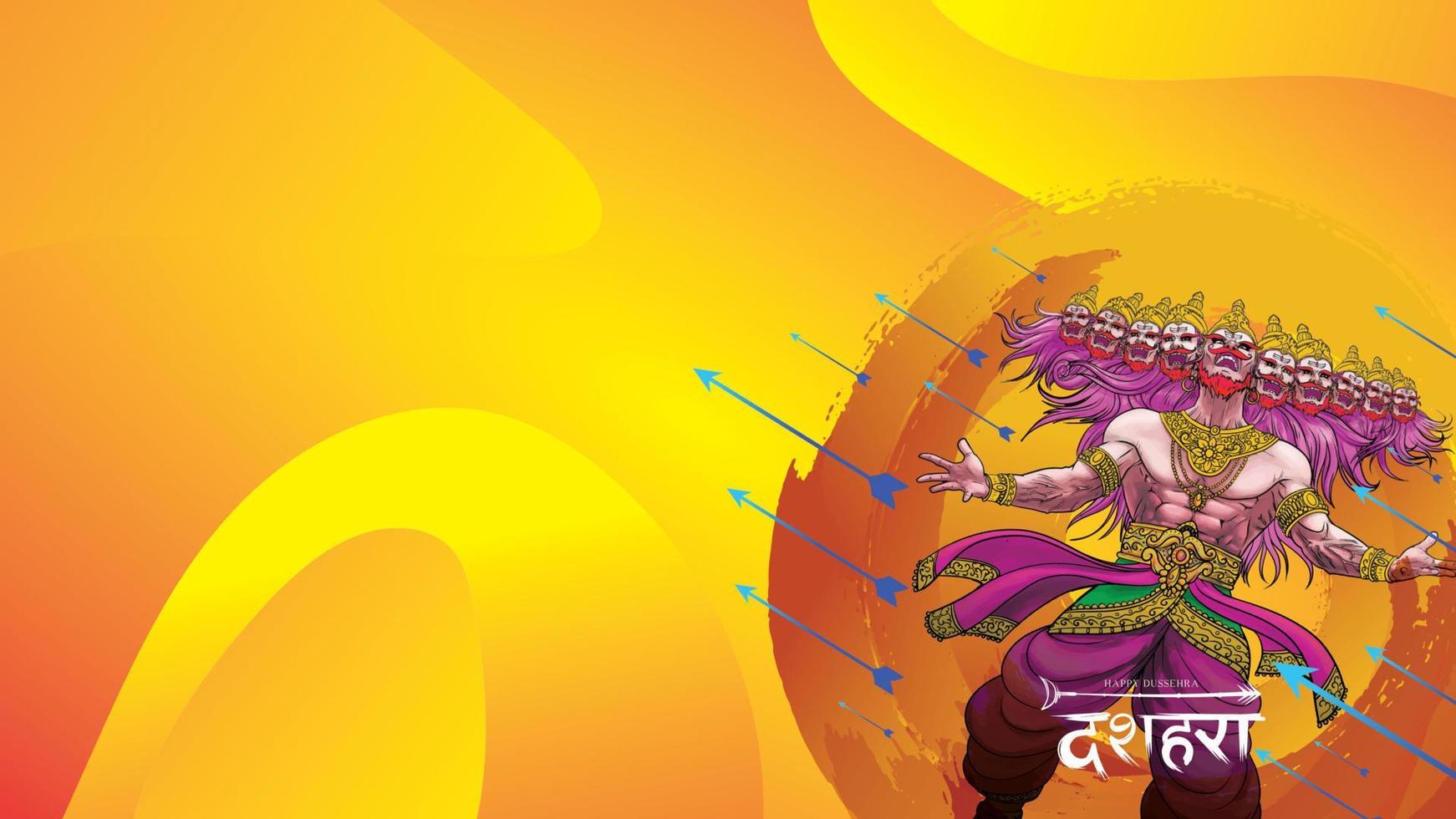 ilustración vectorial creativa de lord rama matando a ravana en el feliz festival de carteles dussehra navratri de la india. traducción dussehra vector