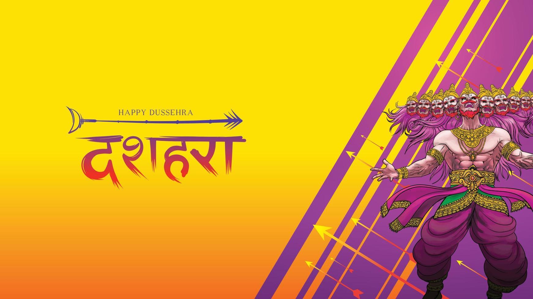 ilustración vectorial creativa de lord rama matando a ravana en el feliz festival de carteles dussehra navratri de la india. traducción dussehra vector