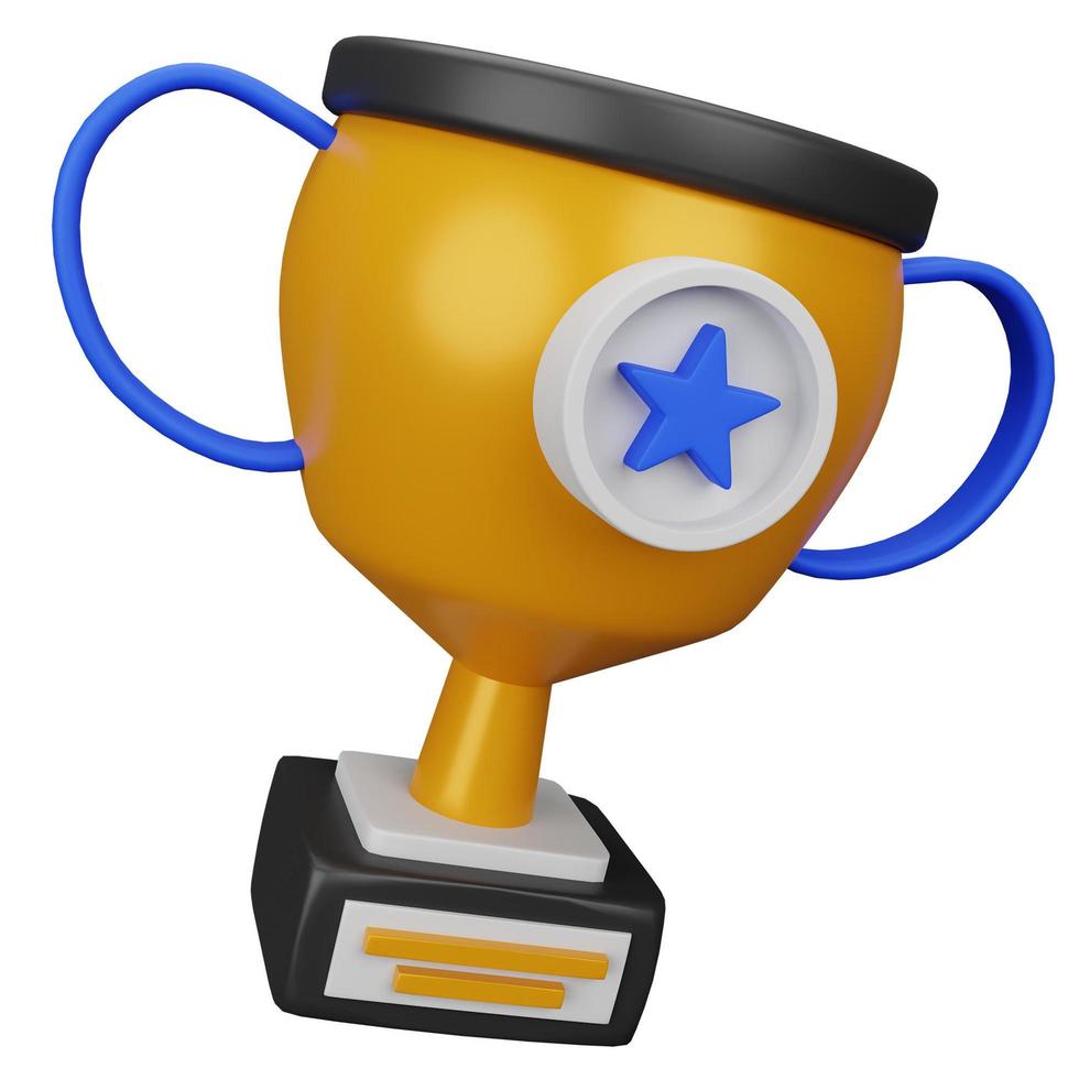 trofeo ilustración de icono 3d para su sitio web, interfaz de usuario y presentación. Ilustración de procesamiento 3d. foto