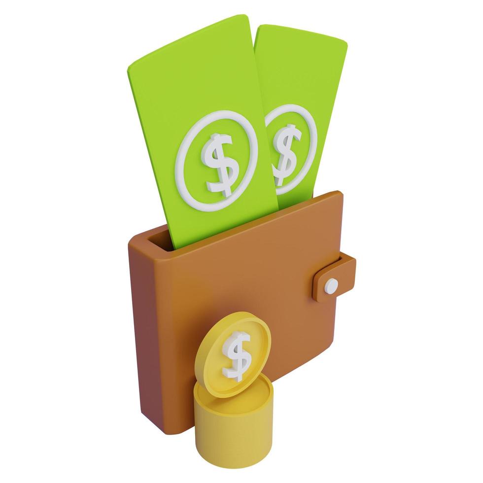 Wallet 3D Icon Illustration for your website, user interface, and presentation. 3D render Illustration. photo