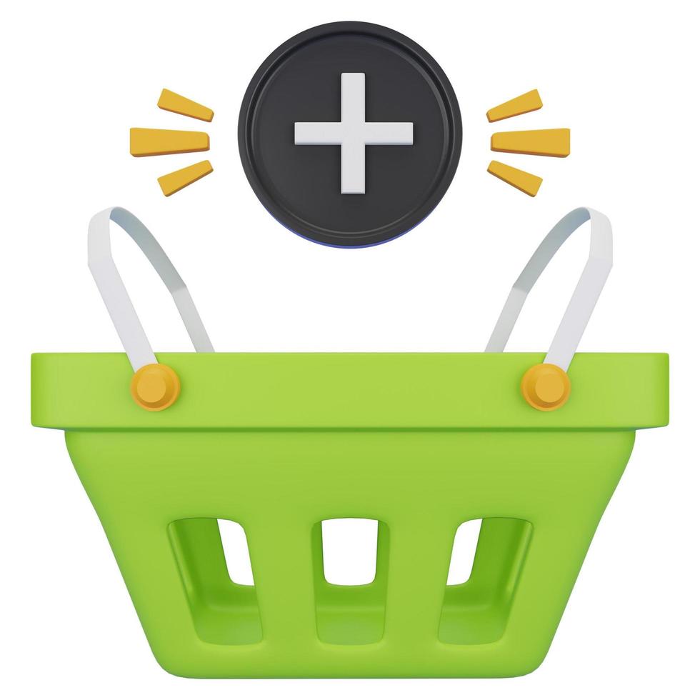 Shopping Basket 3D Icon Illustration for your website, user interface, and presentation. 3D render Illustration. photo