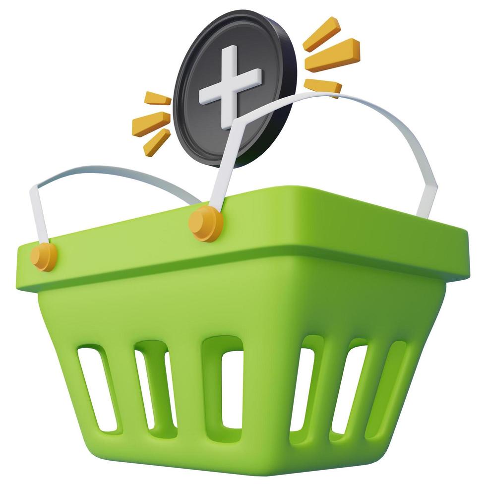 Shopping Basket 3D Icon Illustration for your website, user interface, and presentation. 3D render Illustration. photo
