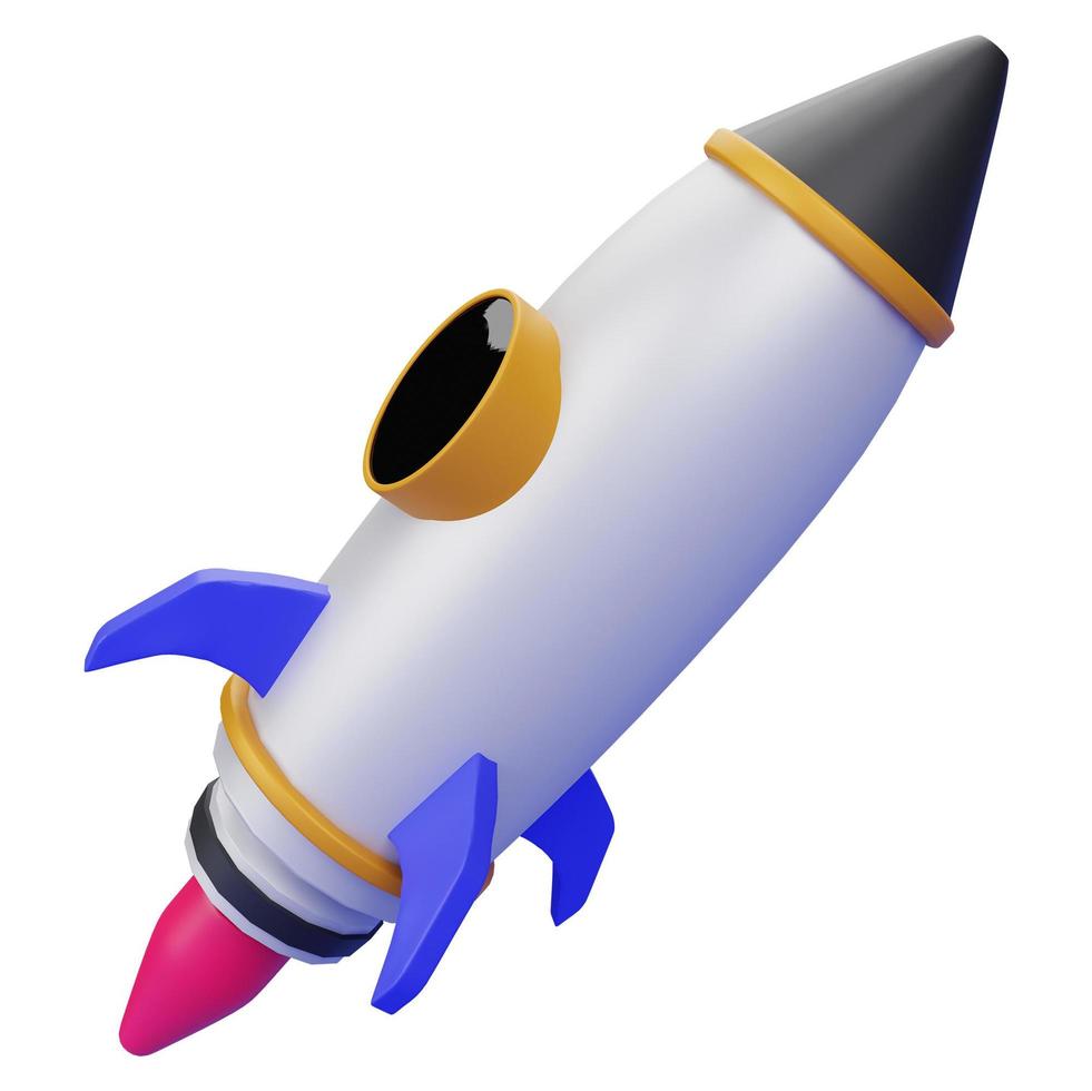 ilustración de icono de cohete 3d para su sitio web, interfaz de usuario y presentación. Ilustración de procesamiento 3d. foto