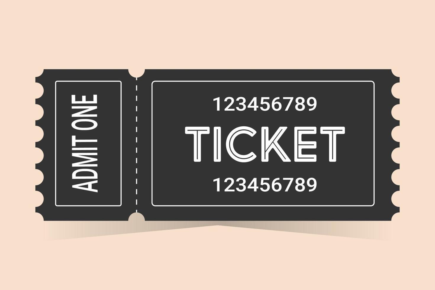 Black ticket for one person on a colored background vector