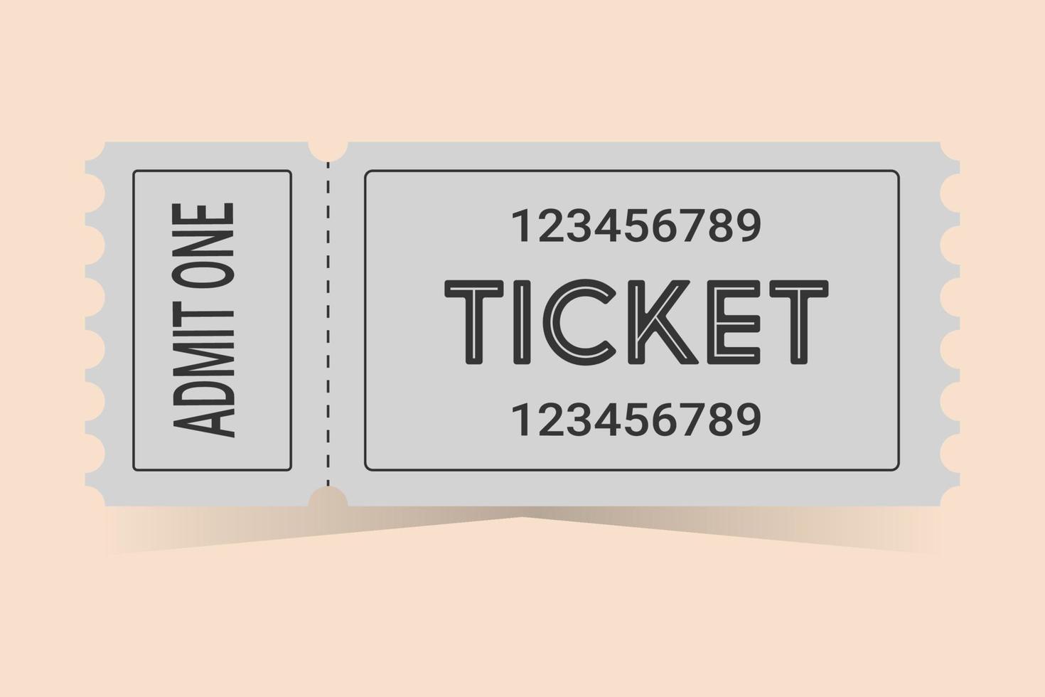 Grey ticket for one person on a colored background vector