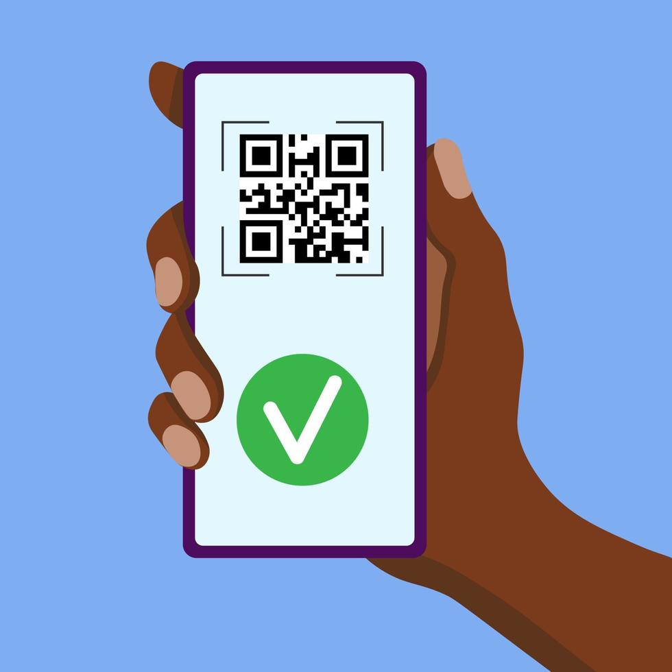 Reading with validation of a QR code label black vector