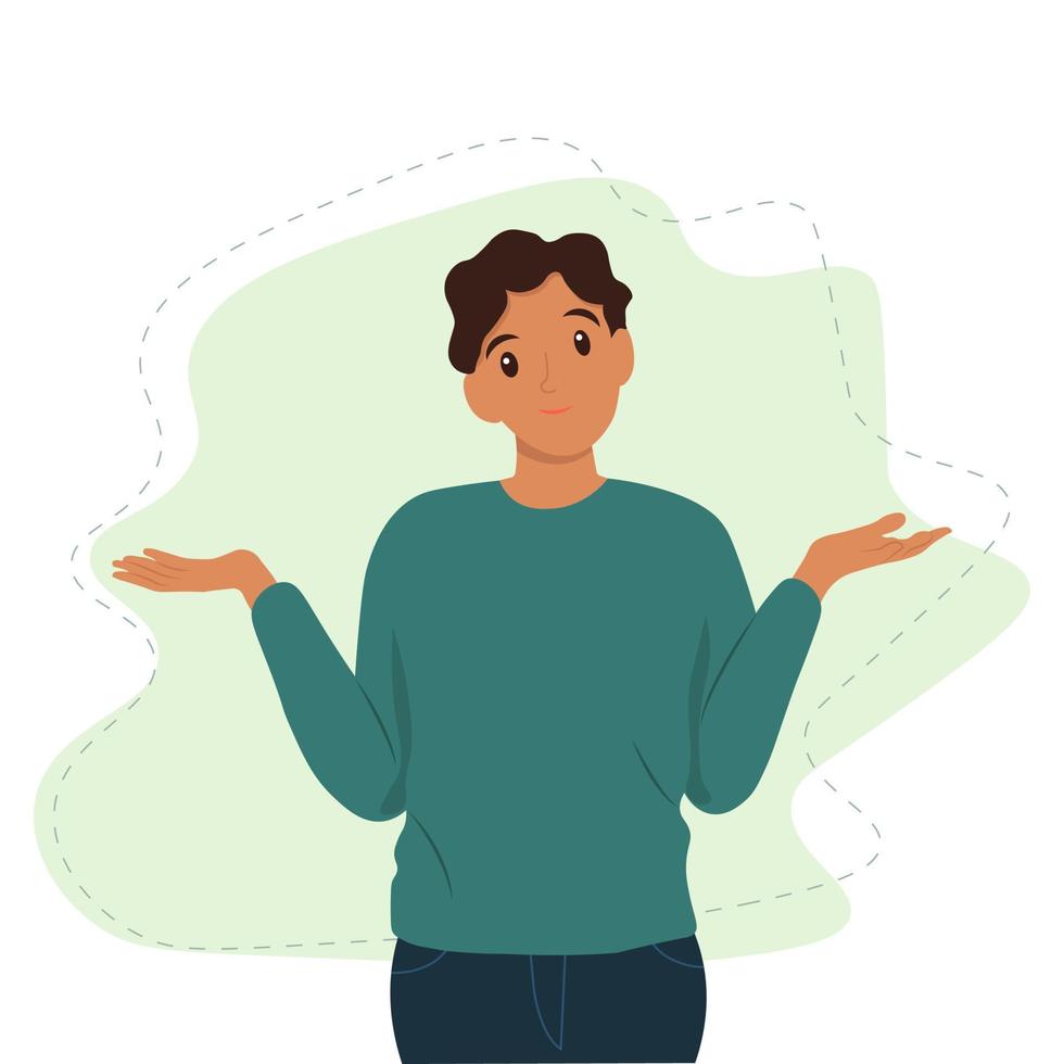 Black man shrugging with a curious expression vector