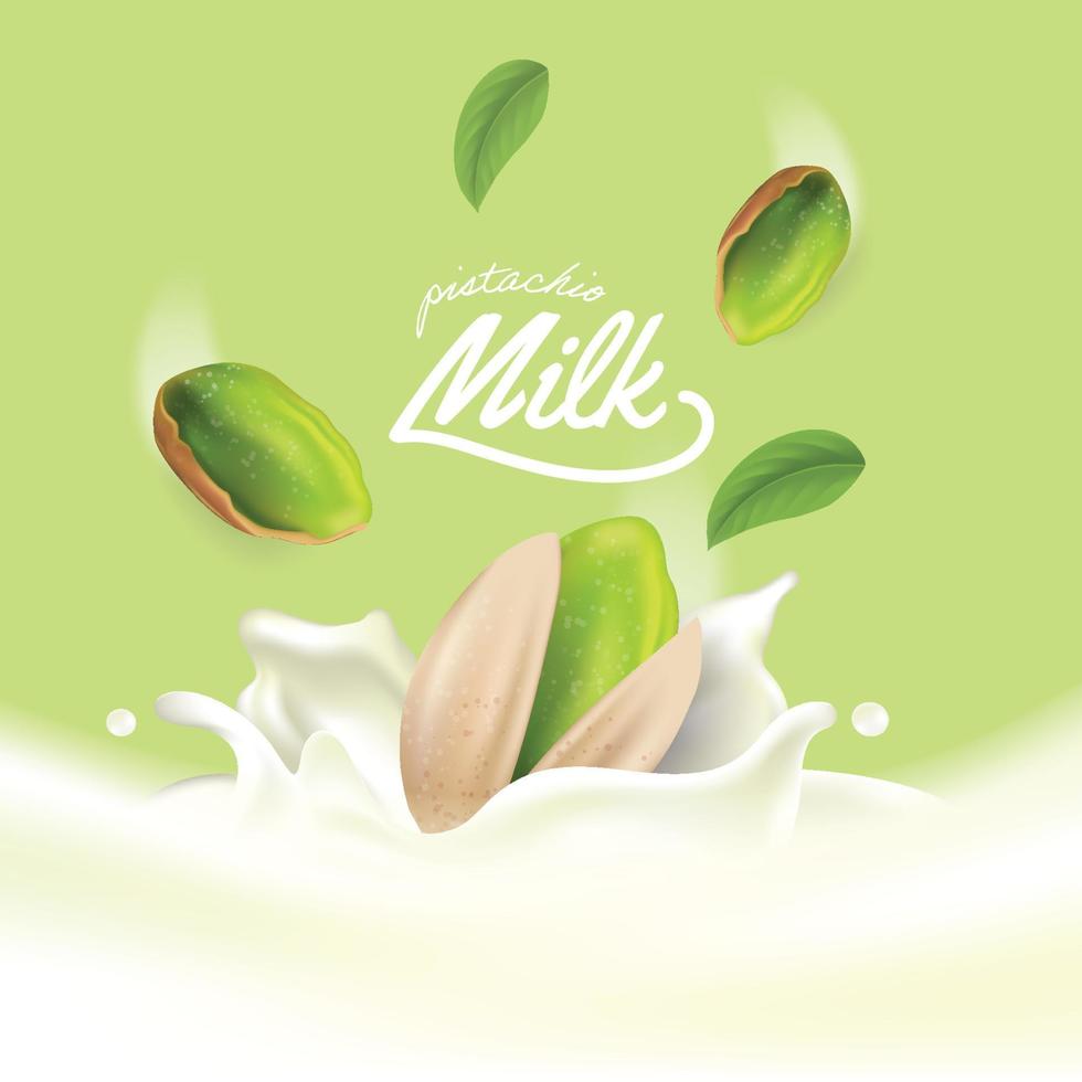 Realistic Pistachio splash vector background illustration