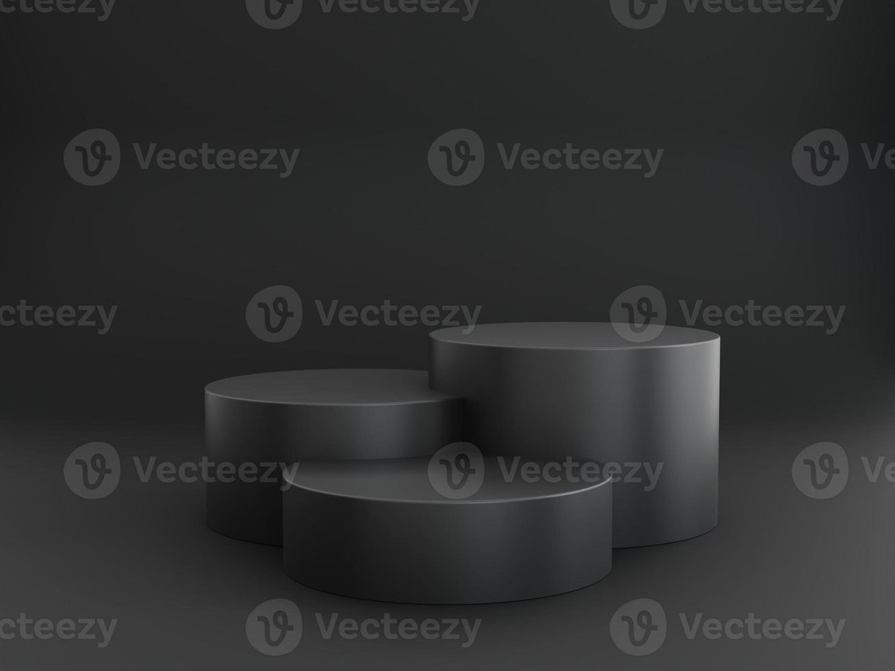 three round black podiums are great for 3D Rendering product presentations photo