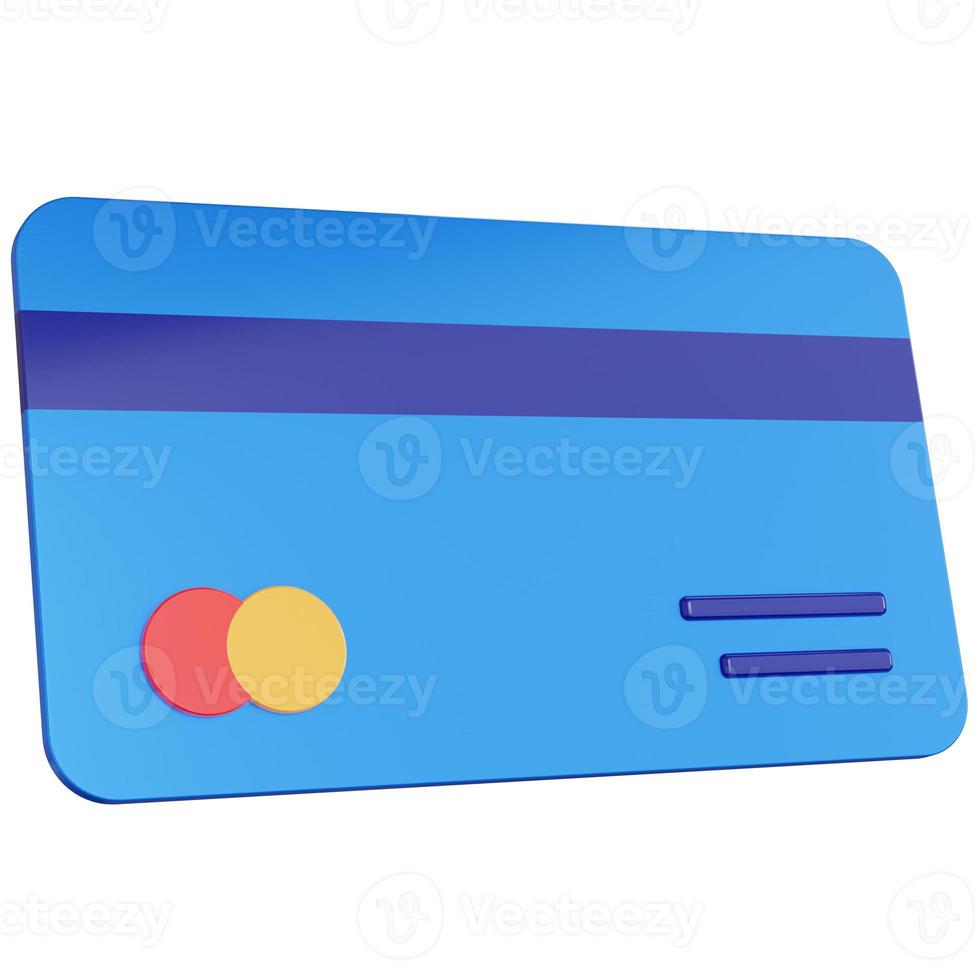 3d rendering blue credit card isolated photo