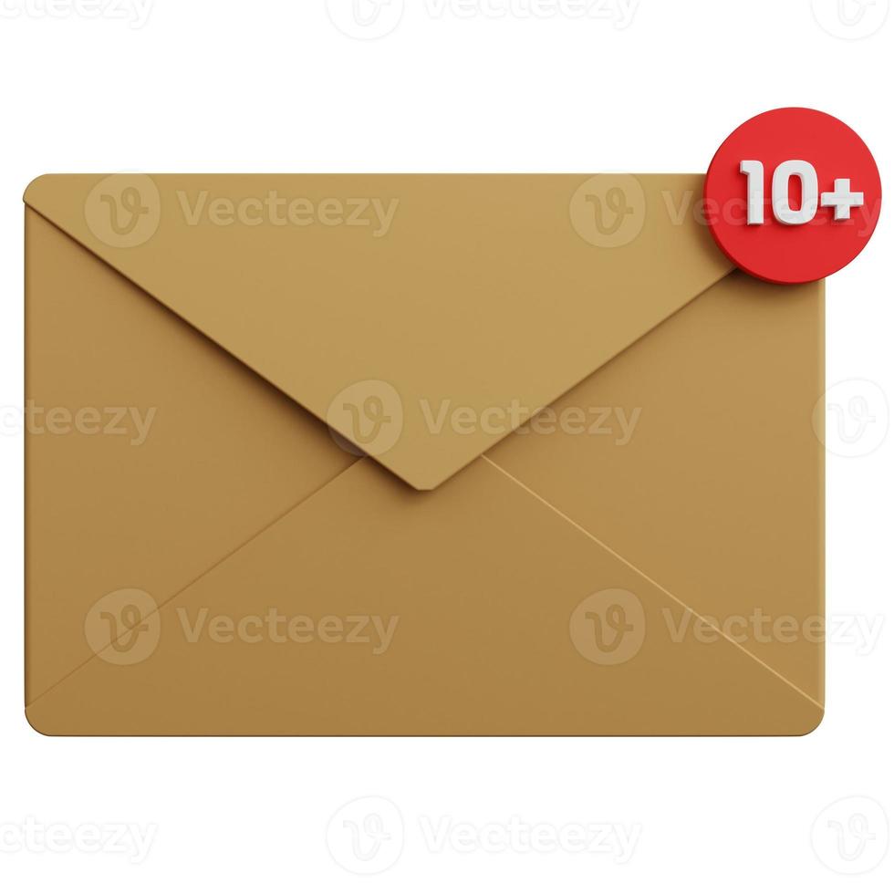 3d rendering mail with message notification ten plus isolated photo