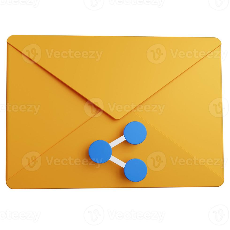 3d rendering yellow mail share isolated photo