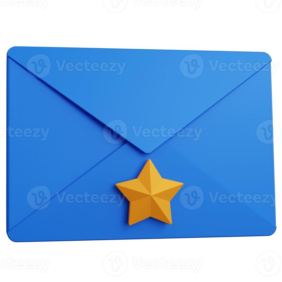 3d rendering favorite mail blue isolated photo