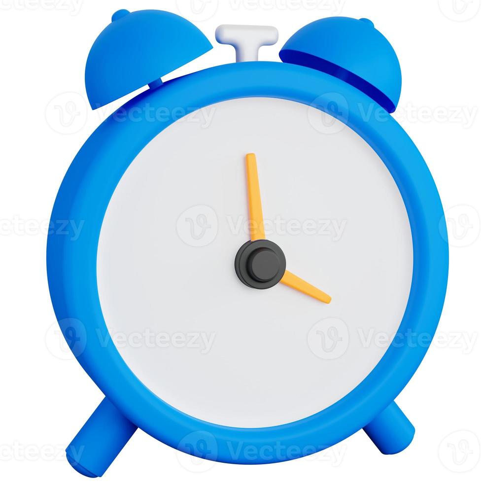 blue alarm clock isolated 3d rendering illustration photo