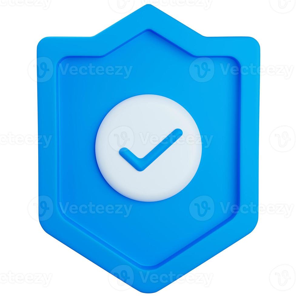 blue shield thick isolated 3d rendering illustration photo