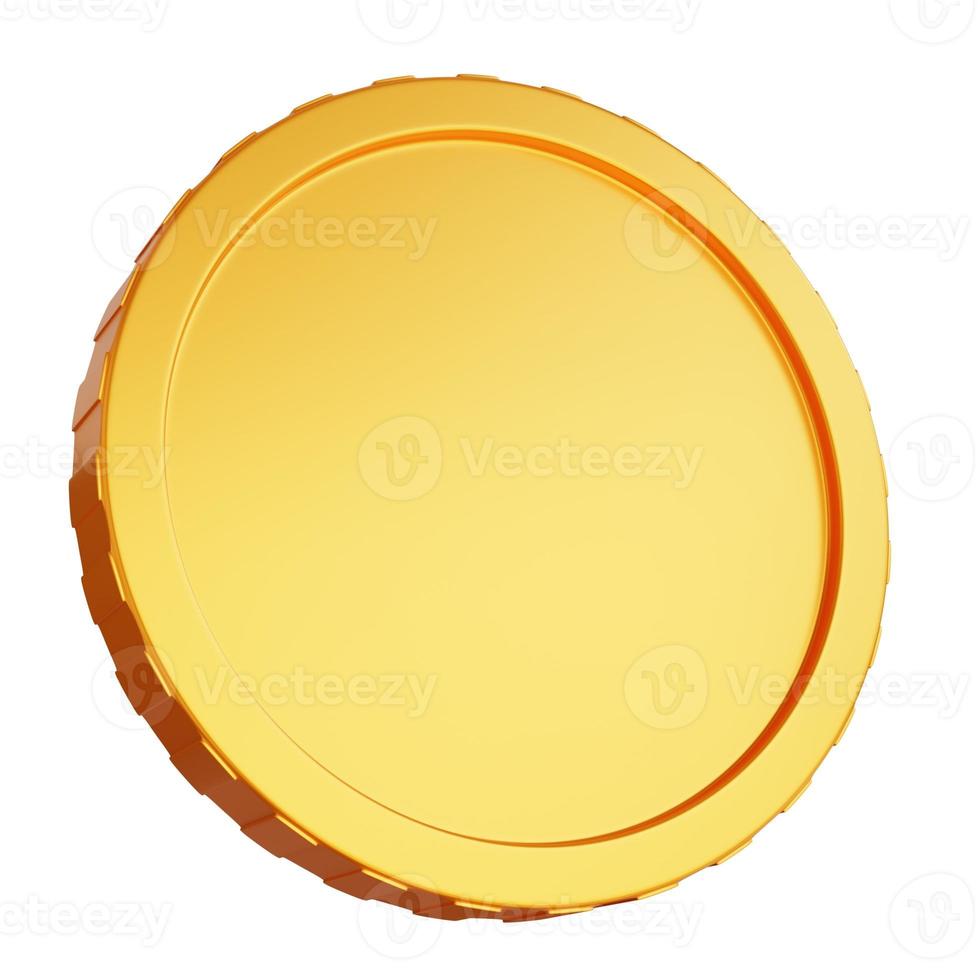 side view of gold coin isolated on white background - 3d render illustration photo