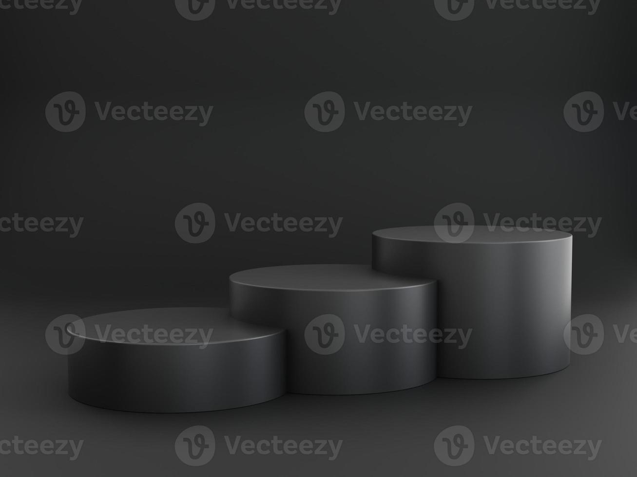 three stacked round black podium great for Product Presentation 3D Rendering photo