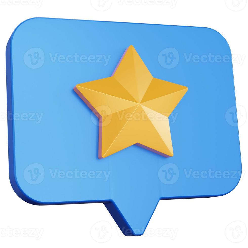 3d rendering message yellow with star isolated photo