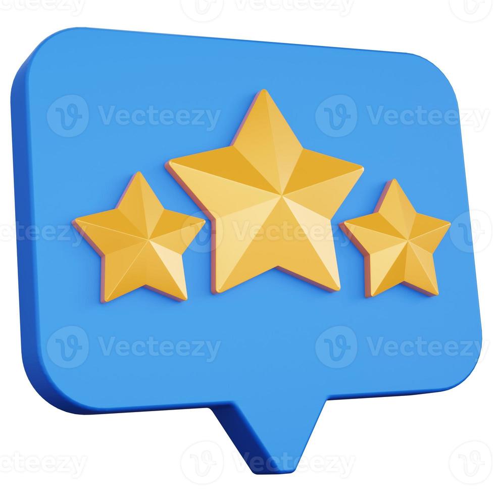 3d rendering chat yellow with three star isolated photo