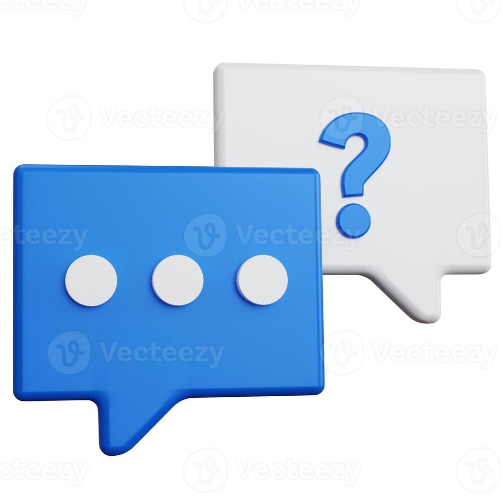3d rendering support chat blue and white isolated photo