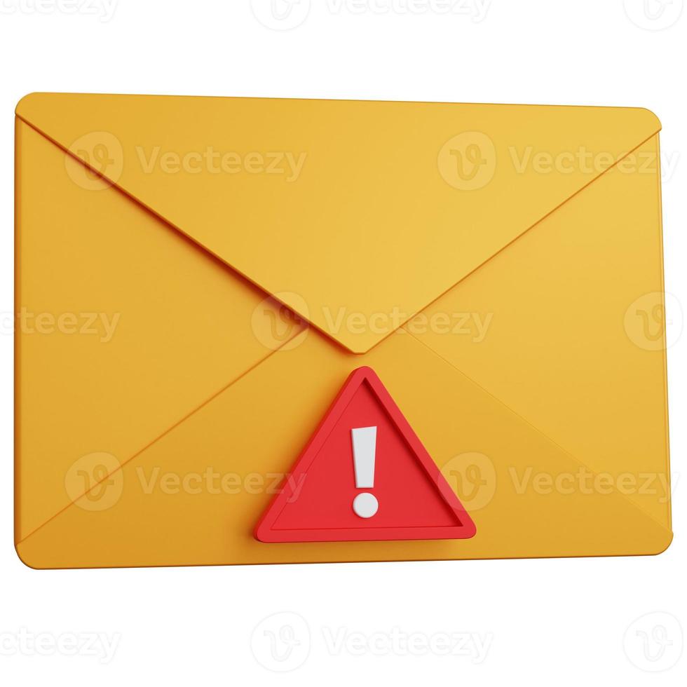 3d rendering yellow mail alert isolated photo